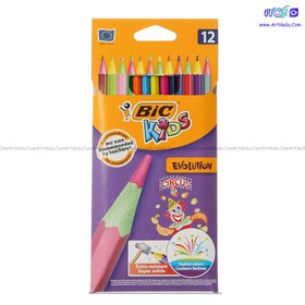 تصویر مداد رنگی 12 رنگ جعبه مقوایی بیک Bic 