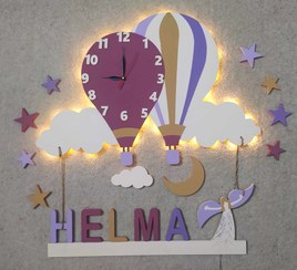 تصویر چراغ خواب کودک بالن ساعت دار فانتزی 