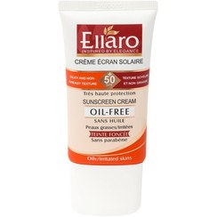 تصویر ضد آفتاب الارو SPF50 فاقد چربی رنگ بژ طبیعی Ellaro 