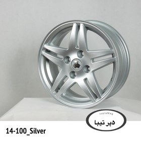 تصویر رینگ فابریک سایز۱۴ (۱۰۰×۴) نقره‌ای ۵ پر (ساینا) نیریز Original Wheel Size 14" (4x100) Silver Neyriz