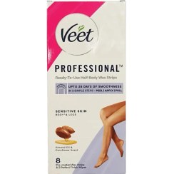 تصویر نوار موم بدن ویت مدل Professional مناسب پوست حساس ۸ عددی Veet Professional Body Wax Strips for Sensitive Skin