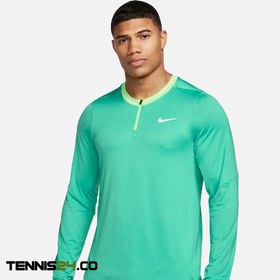 تصویر تی شرت نیم زیپ تنیس مردانه نایک NikeCourt Dri-FIT Advantage- سبز 