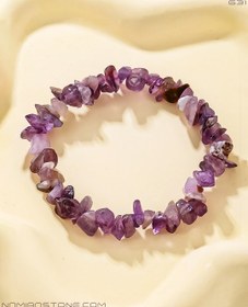 تصویر دستبند دفرمه آمیتیست Amethyst سنگ طبیعی (تراش نامنظم) 