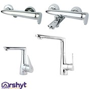 تصویر ست شیرآلات راسان مدل رابیت کروم و سفید 