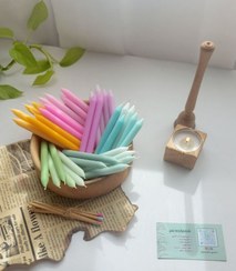 تصویر شمع قلمی یا شمع مدادی رنگی مناسب برای تولد و مراسمات - صورتی Colored Taper Birthday Candles – Celebration Collection
