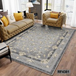 تصویر روفرشی کشدار طوسی طلایی طرح فاخر سایز ۹ متر 