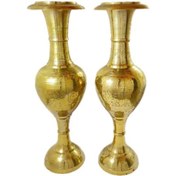 تصویر گلدان برنجی قلم‌کاری ظریف | کد ۱۰۳ 