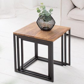 تصویر میز کنار مبلی چوب فلز مدل روناک Ronak model wood metal sofa side table