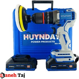 تصویر دریل شارژی هیوندای 36 ولت موتور براشلس سه نظام فلزی پولیش دار مدل Huyndayi Hammer Drill Polished 36V 