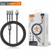 تصویر کابل شارژ یک به سه الدینیو مدل LC93 با پورت تایپ سی / لایتنینگ / میکرو 