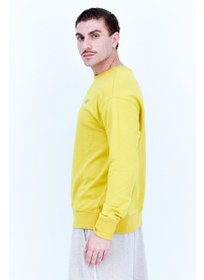 تصویر سویشرت مردانه با آستین بلند و فیت راحت برای فضای باز، زرد برند new balance Men Relaxed Fit Long Sleeve Outdoor Sweatshirts, Yellow