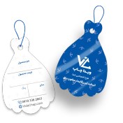 تصویر اتیکت آویز سلفون براق طرح لباس عروس 