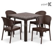 تصویر ست میز و صندلی 4 نفره حصیر بافت ناصر پلاستیک کد ۳۲۳-۹۷۲ 