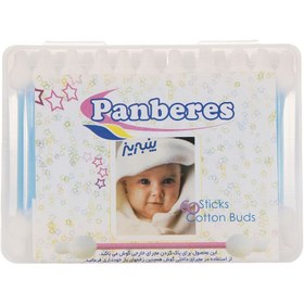 تصویر گوش پاک کن کودک پنبه ریز بسته 60 عددی Panberes Kids Cotton Swab 60pcs