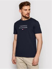 تصویر تیشرت مردانه تامی هیلفیگر اورجینال آبی سرمه ای Tommy Hilfiger MW0MW17663 