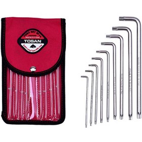 تصویر ست آلن شش پر کوتاه کیفی توسن مدل T726 - B Tosan T726 - B Standard Hex Key Set in Pouch Bag