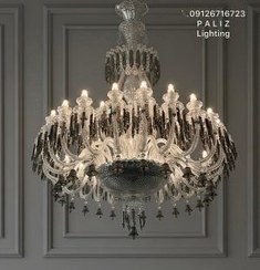 تصویر لوستر کریستال کلاسیک باکارات طرح فرانسه سفید مشکی ترکیبی 