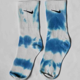 تصویر جوراب نایک پنبه ای تای دای آبی روشن Light Blue Tie Dye Sock