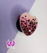 تصویر پاپ سوکت قلب صورتی مشکی رزینی 