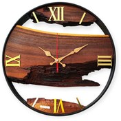 تصویر ساعت دیواری چوبی روستیک قطر 4۰ سانت کد 40021 