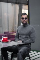 تصویر یقه اسکی مردانه مدل Hayko فری سایز طوسی 