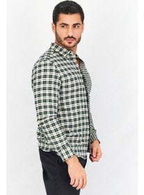 تصویر پیراهن مردانه کژوال آستین بلند با طرح چهارخانه، مشکی/کرمی برند jack & jones Men Regular Fit Checkered Long Sleeves Casual Shirt, Black/Beige