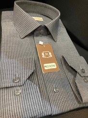 تصویر پیراهن آستین بلند راه راه پارچه کج راه نخ پنبه Long-sleeved striped shirt, cotton fabric, diagonal stripes