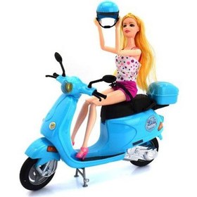 تصویر عروسک باربی مفصلی موتور سوار 