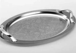 تصویر سینی بیضی دسته نقره ای Wave طرح دار ریور کد 1577 