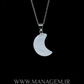 تصویر گردنبند سنگ کوارتز شفاف طرح ماه 