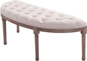 تصویر نیمکت HOMCOM نیم دایره انتهای تخت با طرح پرزدار - ارسال 20 روز کاری HOMCOM Semi-Circle End of Bed Bench with Tufted Design, Upholstered Bedroom Entryway Bench with Rubberwood Legs, Off White