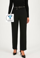 تصویر شلوار زنانه فوتر کمربند دار قد 105 سانتی متر - مشکی / XXL 