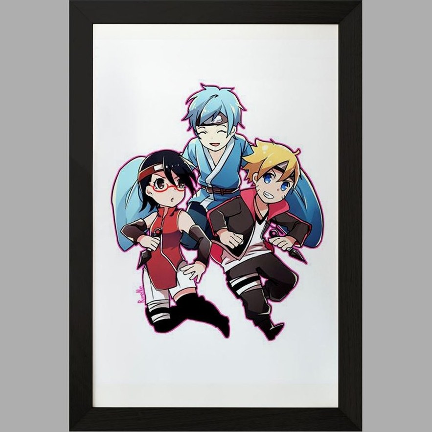 خرید و قیمت تابلو خندالو طرح سارادا و بوروتو و میتسوکی انیمه