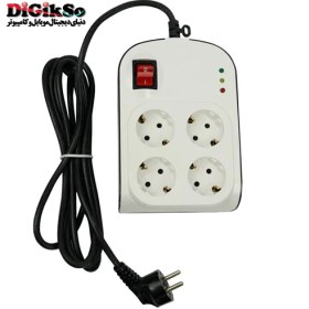 تصویر محافظ برق صوتی تصویری 4 خانه پارت الکتریک با کابل 3 متری مدل PE8792 Part Electric PE8792 Voltage Protector