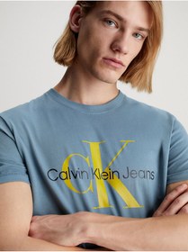 تصویر تی شرت آبی مردانه مونولوگ فصلی اورجینال Calvin Klein 