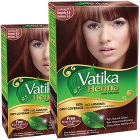 تصویر بسته رنگ موی حنا دو عددی رنگ برغندی 60.0 گرم برند vatika Henna Haircolor Pack of 2 Burgundy 60.0grams