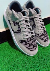 تصویر کفش کتونی نایک اس بی (SB) مردانه دیور کاستوم طوسی Nike SB Dior Custom Gray Men's Sneakers