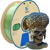تصویر فیلامنت پرینتر سه بعدی سه رنگ ابریشمی یوسو - Green Blue Gold Yuso Tricolor Silk PLA 3D printer filament