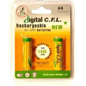 تصویر باتری قلمی قابل شارژ دیجیتال سی اف ال مدل 1350 بسته 2 عددی CFL Rechargeable AA Battery 1350 mah