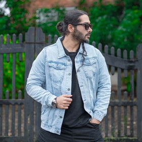 تصویر کت جین مردانه آبی روشن کد 18916 Men's denim jacket