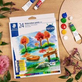 تصویر آبرنگ حرفه ای استدلر تیوپی 24 رنگ کد 8880-C24