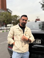 تصویر کت جین مردانه کرمی - برش باکسی کیفیت گرید A+ Men's cream denim jacket - boxy cut, grade A+ quality
