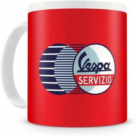 تصویر ماگ سرامیکی اورجینال وسپا ایتالیا Vespa Servzio MUG rouge 