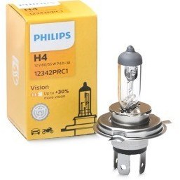 تصویر لامپ سه خار 12 ولت 60/55 + 30 % افزایش نور سوپر PHILIPS H4 