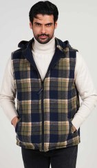 تصویر وست پشمی کلاه دار مردانه دورو 