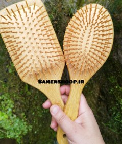 تصویر برس چوبی بامبو دسته سبک جرجینا Wooden brush