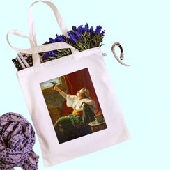 تصویر توت بگ بانو با طوطی - ساک دستی پارچه ای 