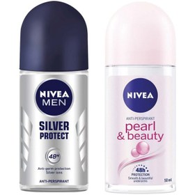 تصویر رول ضد تعریق مردانه نیوآ مدل Silver Protect حجم 50 میلی لیتر به همراه رول ضد تعریق زنانه مدل Pearl Beauty 