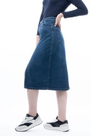 تصویر دامن جین آبی تیره ۳۸۵۹۲ Dark blue denim skirt