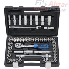 تصویر جعبه بکس 47 عددی لیکوتا مدل ALK-8002F Socket Set Licota Model ALK-8002F 1/2 inch